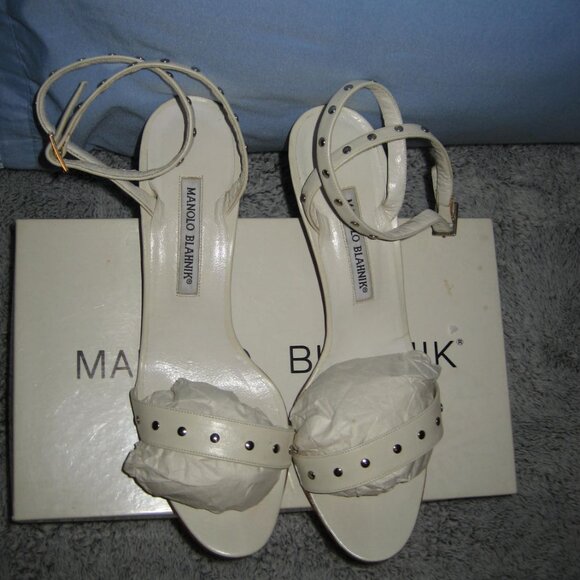 Manolo Blahnik Studded Strappy Heel Sandals - Picture 7 of 16